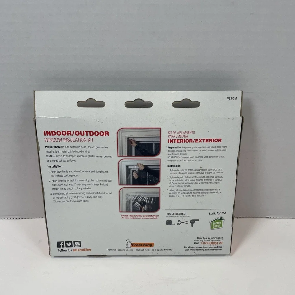 Frost King Window Insulation Kit Unisex 62x126 Clear Premium V83/3M 3 Window Kit